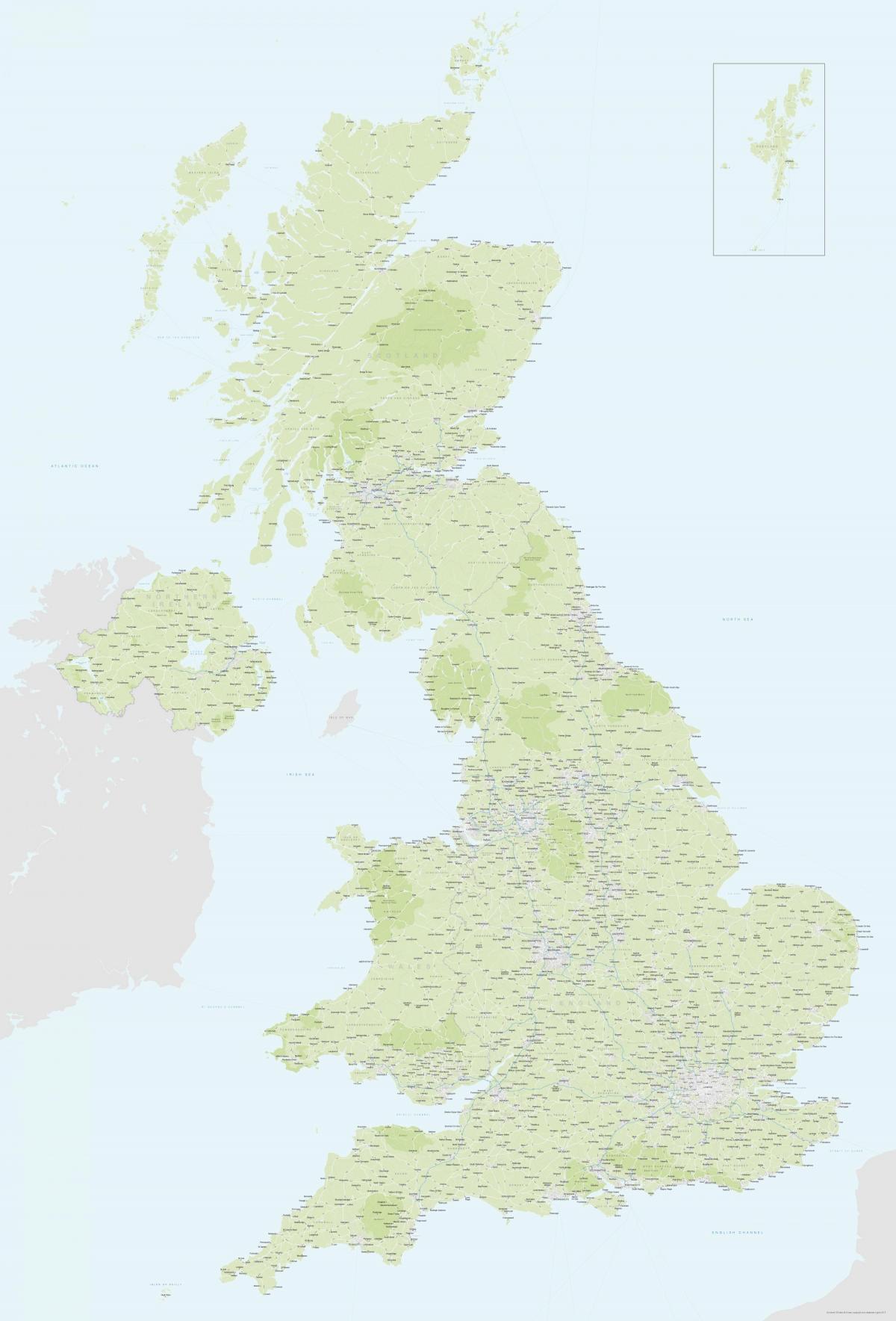 Grote kaart van het Verenigd Koninkrijk (UK)