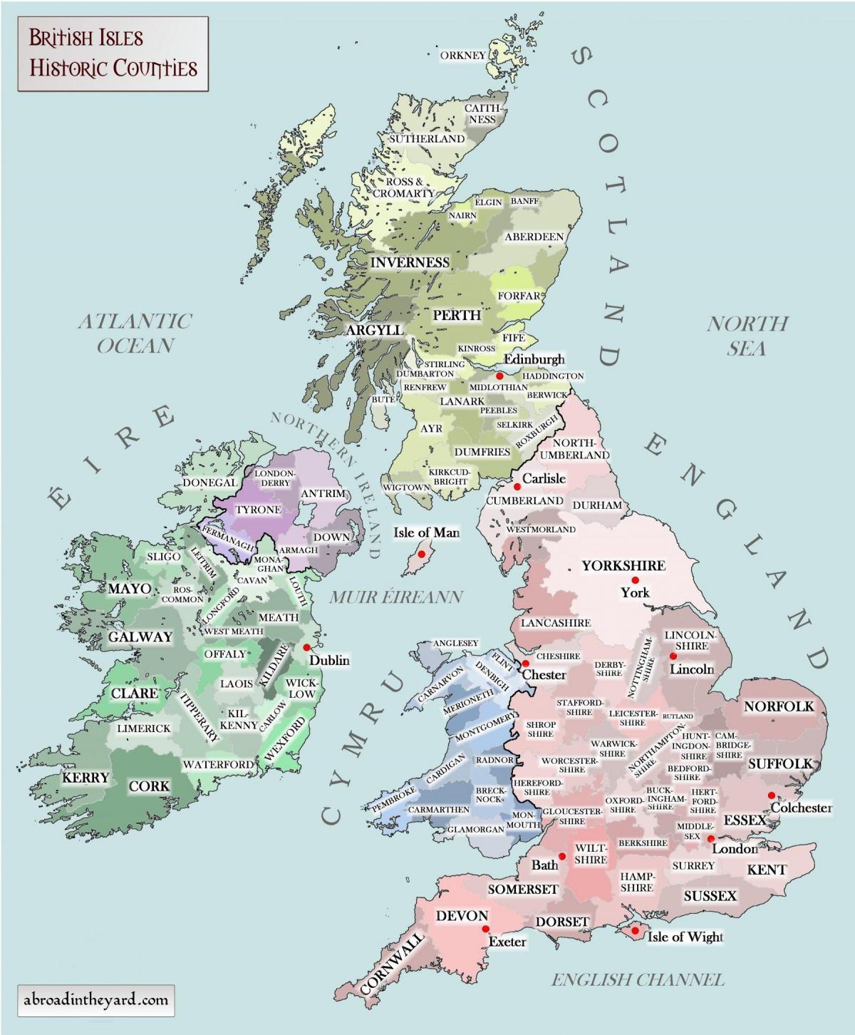 Historische kaart van het Verenigd Koninkrijk (VK)