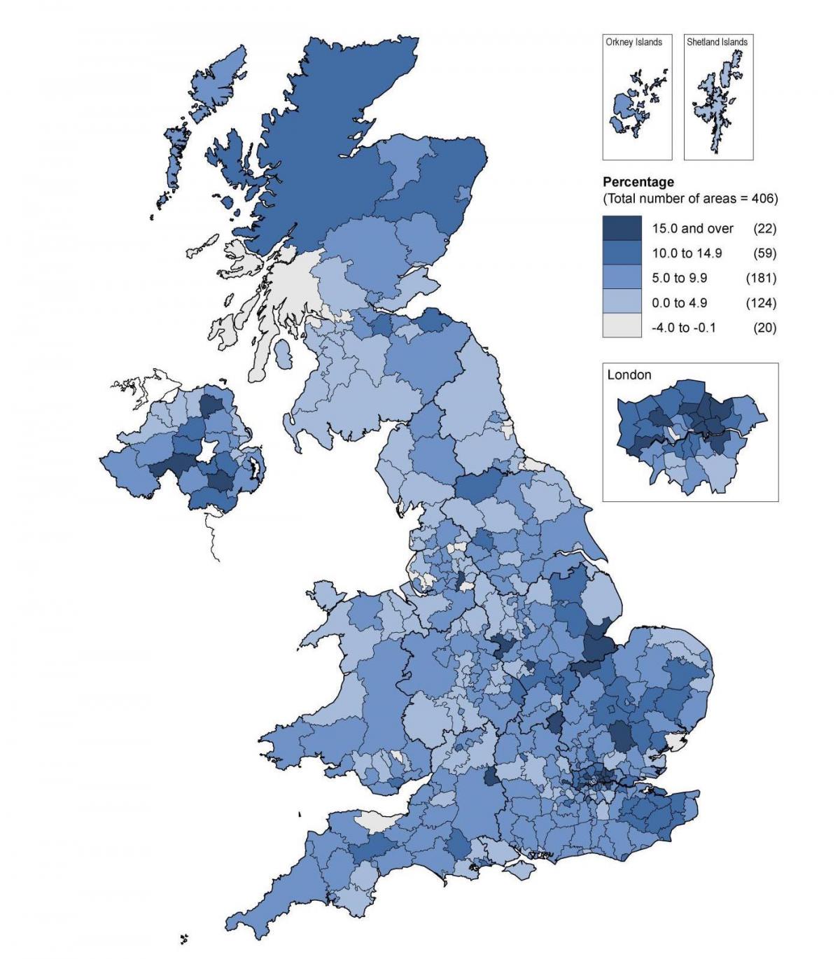 Verenigd Koninkrijk (UK) dichtheidskaart