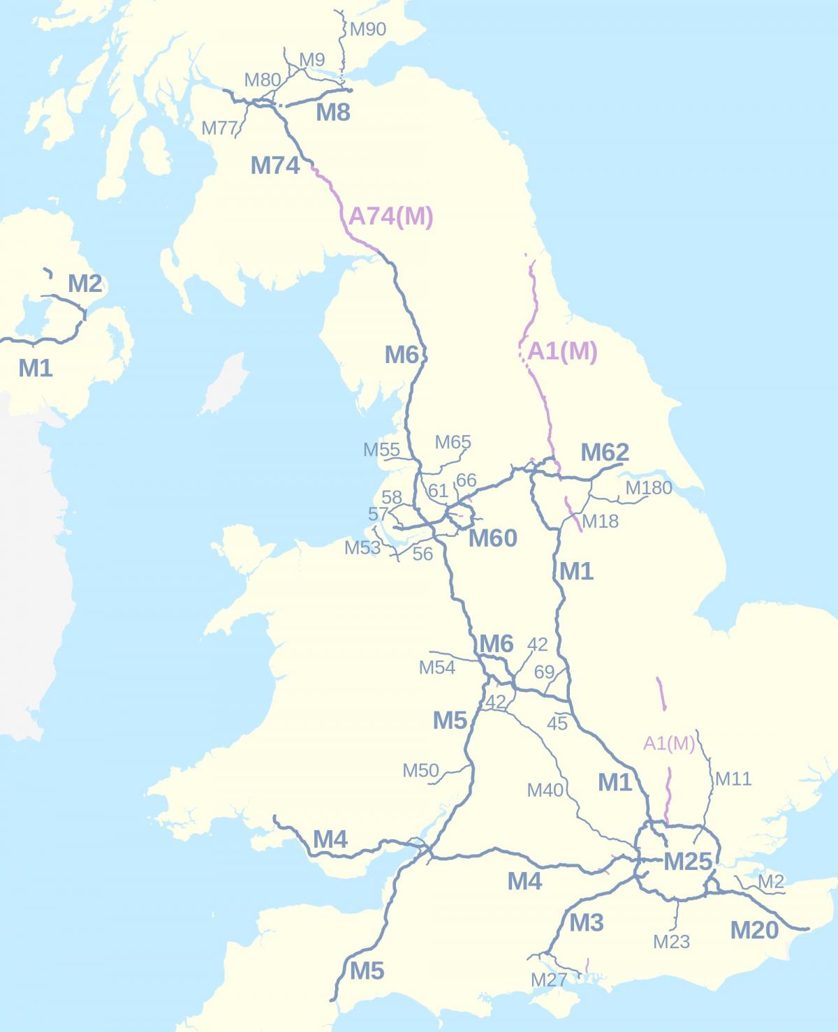 Snelwegkaart van het Verenigd Koninkrijk (UK)