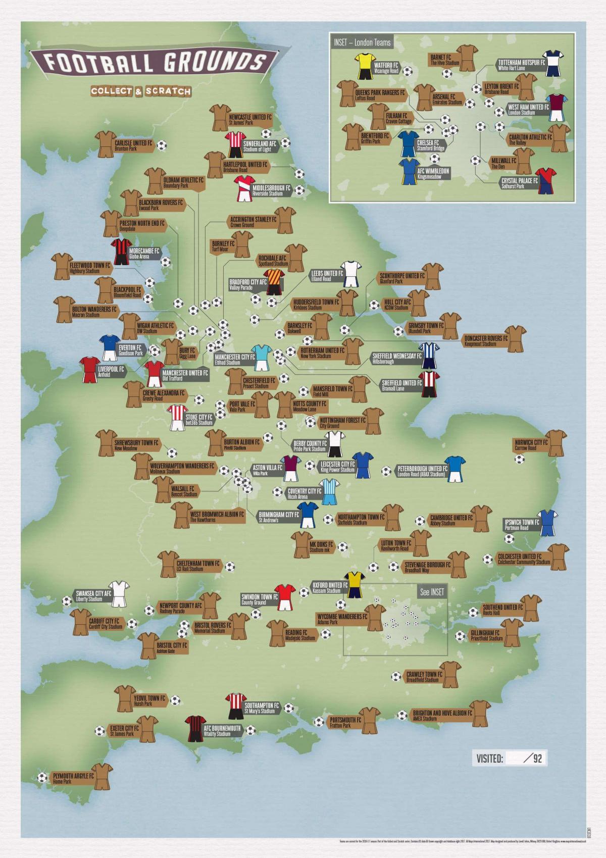 stadionkaart van het Verenigd Koninkrijk (UK)