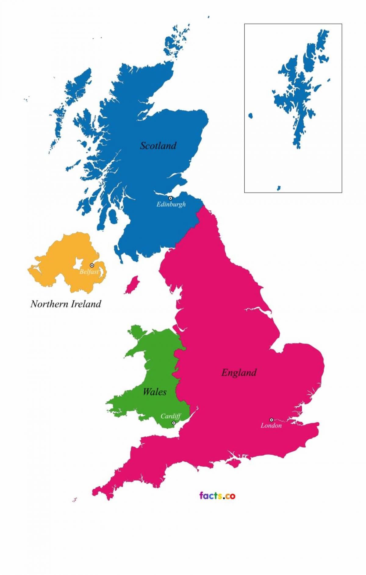 Verenigd Koninkrijk (UK) staatsplattegrond