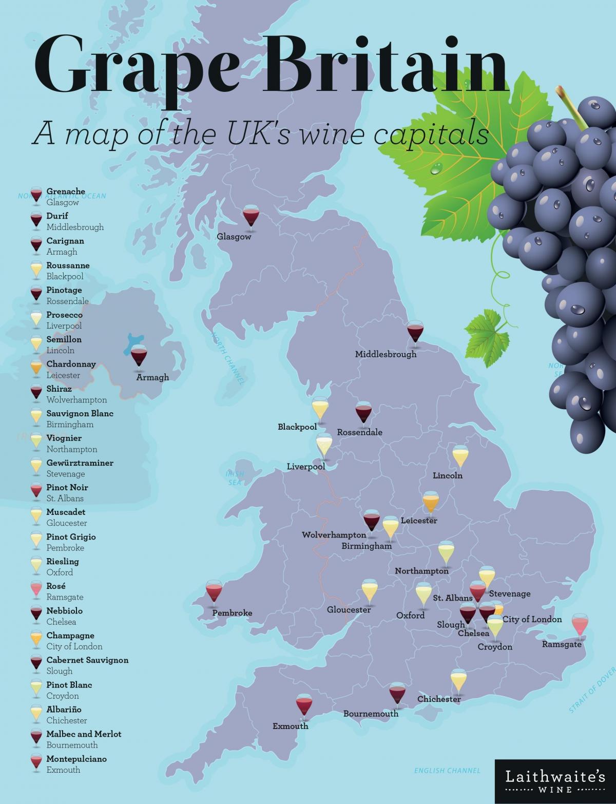 Verenigd Koninkrijk (UK) wijnkaart